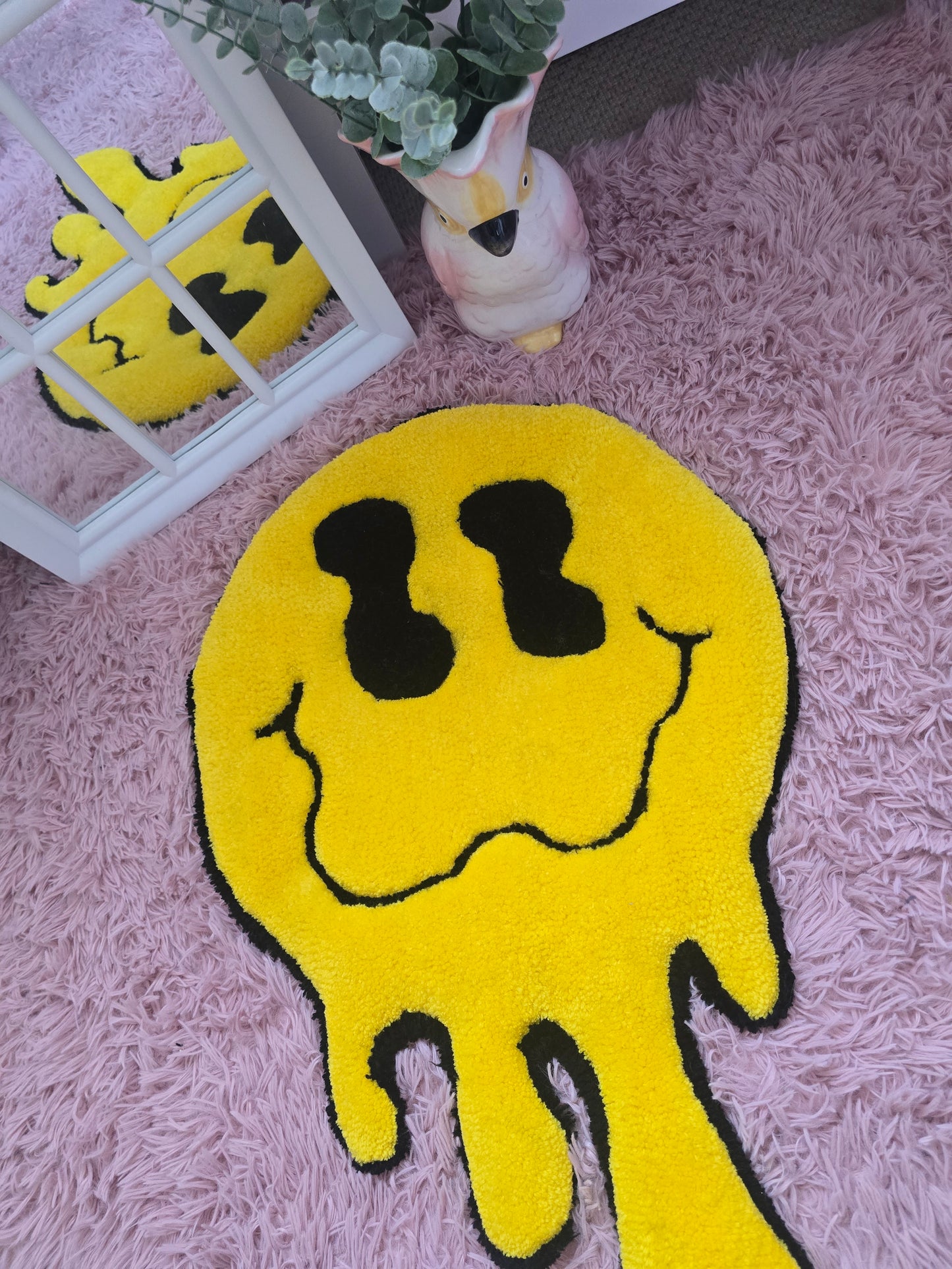 Handmade Melting Smiley Rug