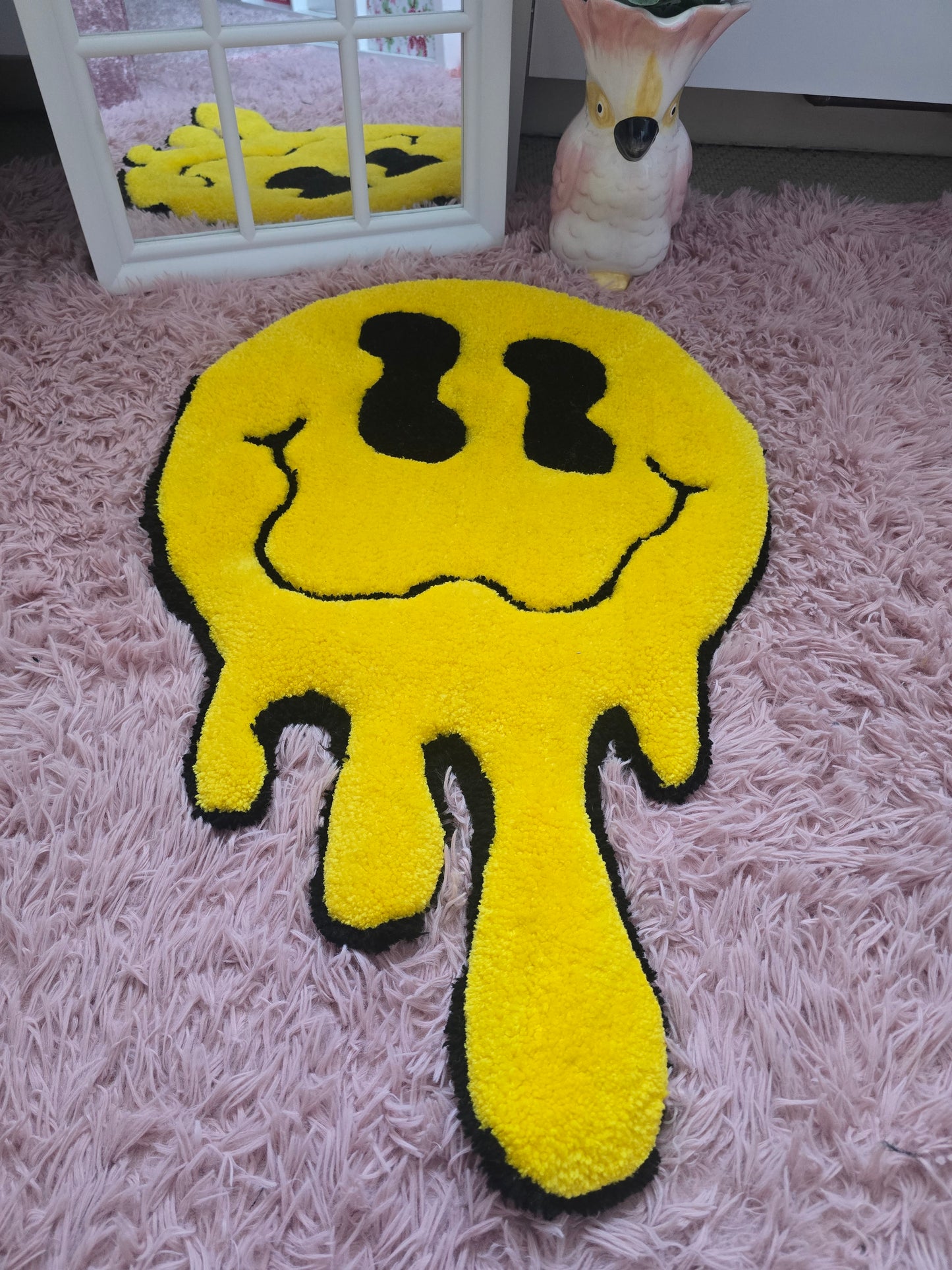 Handmade Melting Smiley Rug