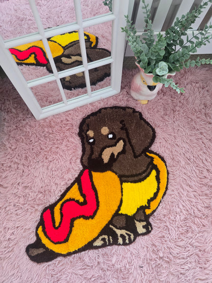 Dachshund Dog Blanket Rug - Handmade Tufted Dog Rug