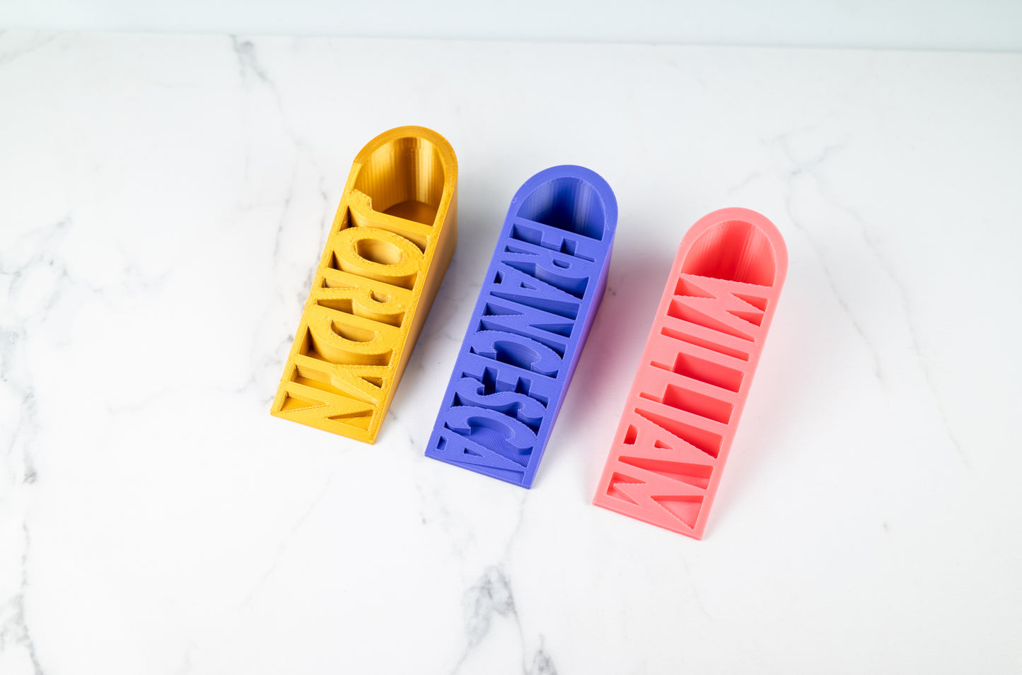 Custom Name Door Stop – Personalised Wedge in Bright Colours.