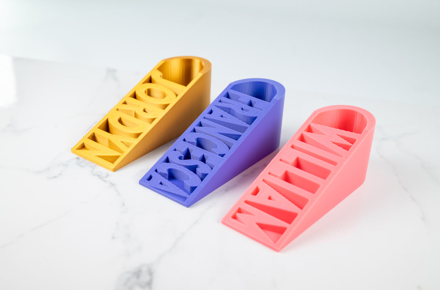 Custom Name Door Stop – Personalised Wedge in Bright Colours.