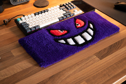Tufted Purple Grin Wrist Rest – Handmade Desk Cushion for Gamers
