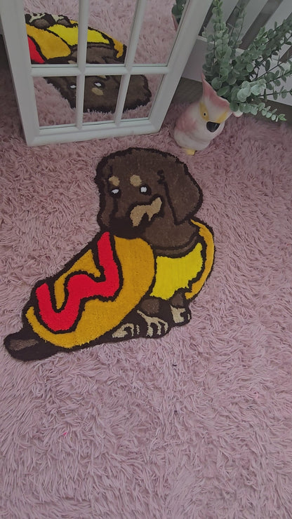 Dachshund Dog Blanket Rug - Handmade Tufted Dog Rug